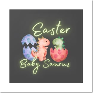 Easter Saurus Egg Neon Posters and Art